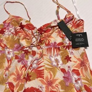 Tropical Sun Red Multi Floral Print Sleeveless Mini Dress